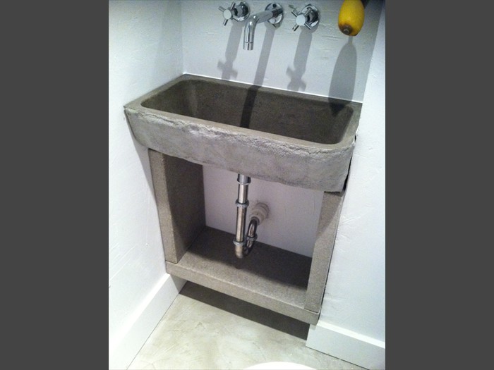 8 of 38    |    Pedestal Petite Rustic Sink - Wall Mount Faucet