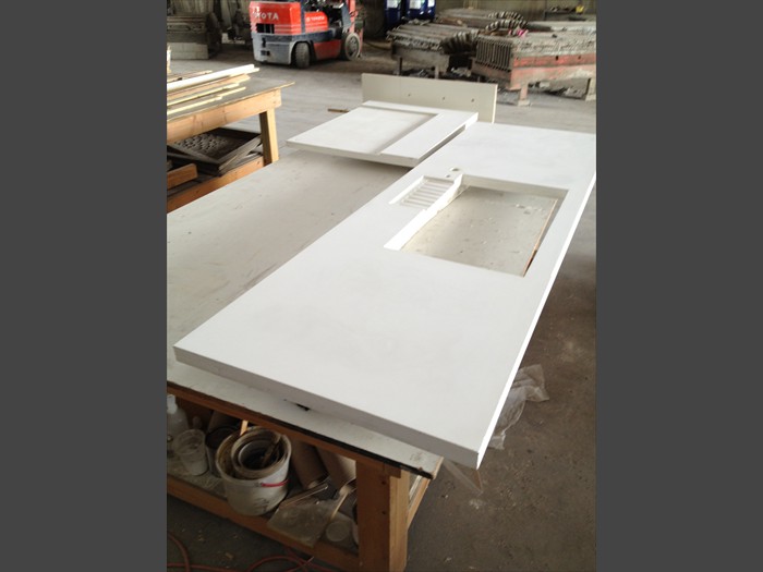 12 of 30    |    Precast Concrete Countertop Ready for Cutting Board