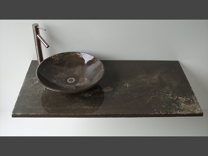 19 of 38    |    Concrete Vanity Top - Vessel Sink with Small Shells